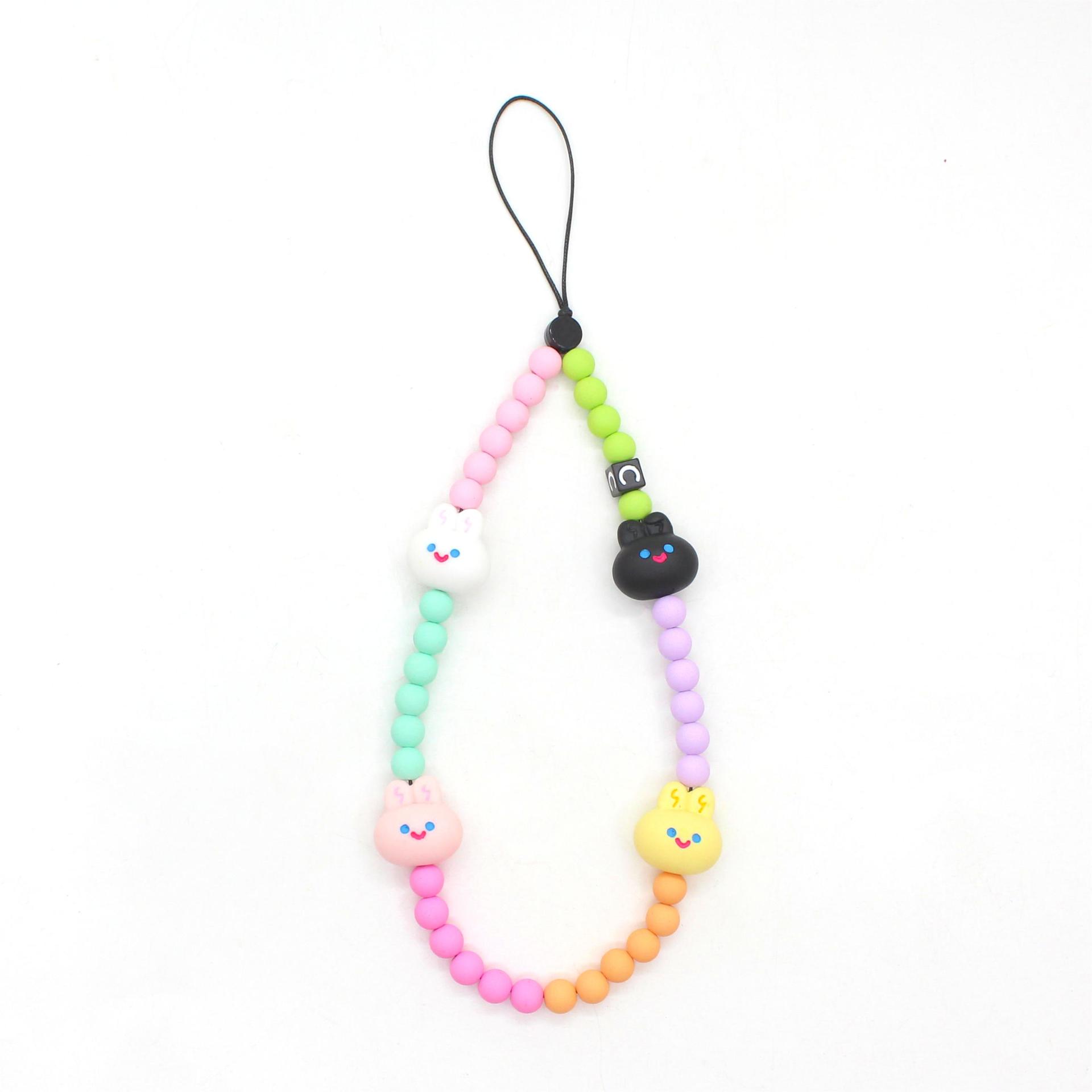 Tian Xiwei the same cute girl butterscotch bunny color acrylic multi-purpose put lost mobile phone chain Item Picture