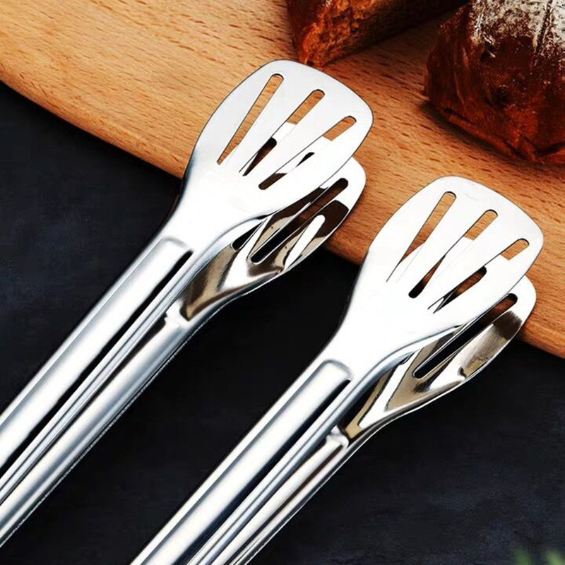 Stainless steel bread tongs, three-line barbecue tongs, baking tools, buffet barbecue tongs, Logo printable barbecue small tools details Picture