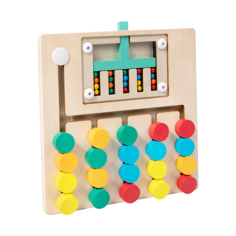 Wooden ball bearings, four-color and five-color movement games, children's thinking training, enlightenment, hand-eye coordination, early education and intelligence toys Item Picture