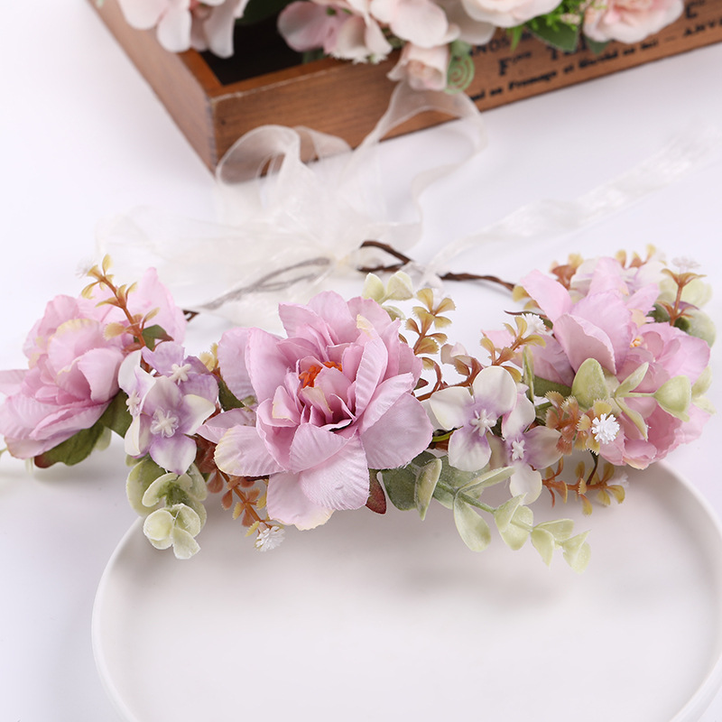 Garland head accessories, hair flowers, hair ornaments, wreaths, hair bands, seaside vacation, children's performance props, headwear details Picture