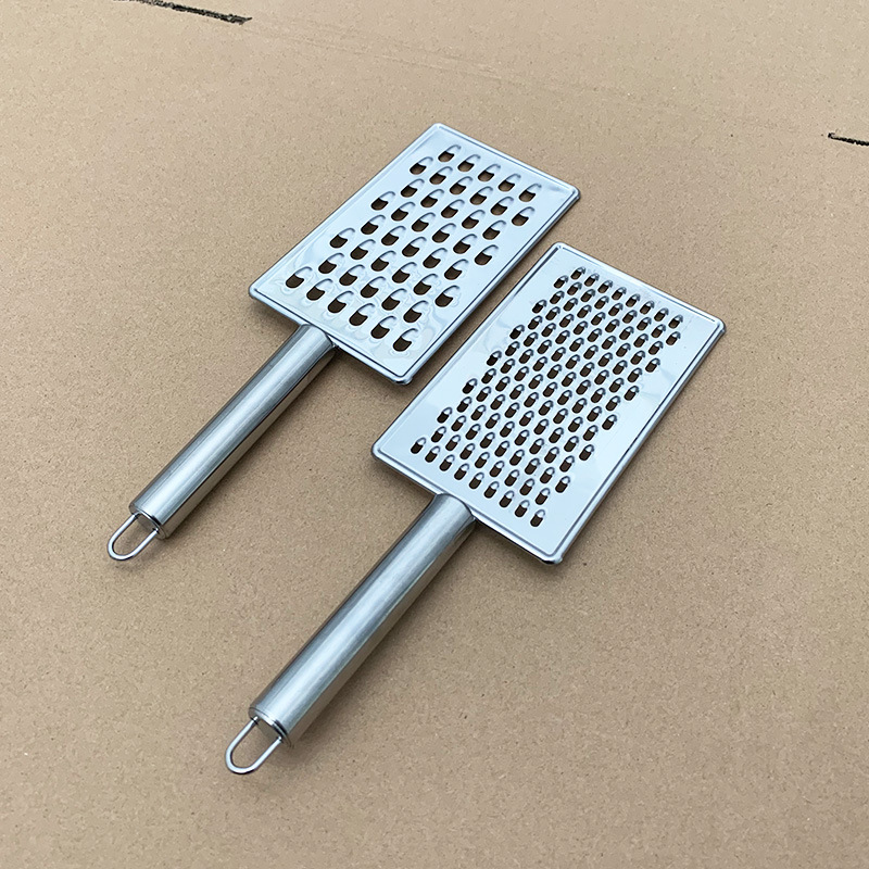 Stainless steel generous radish planer small hole big hole dual purpose planer round pipe steel handle multi-function fruit and vegetable grater full figure