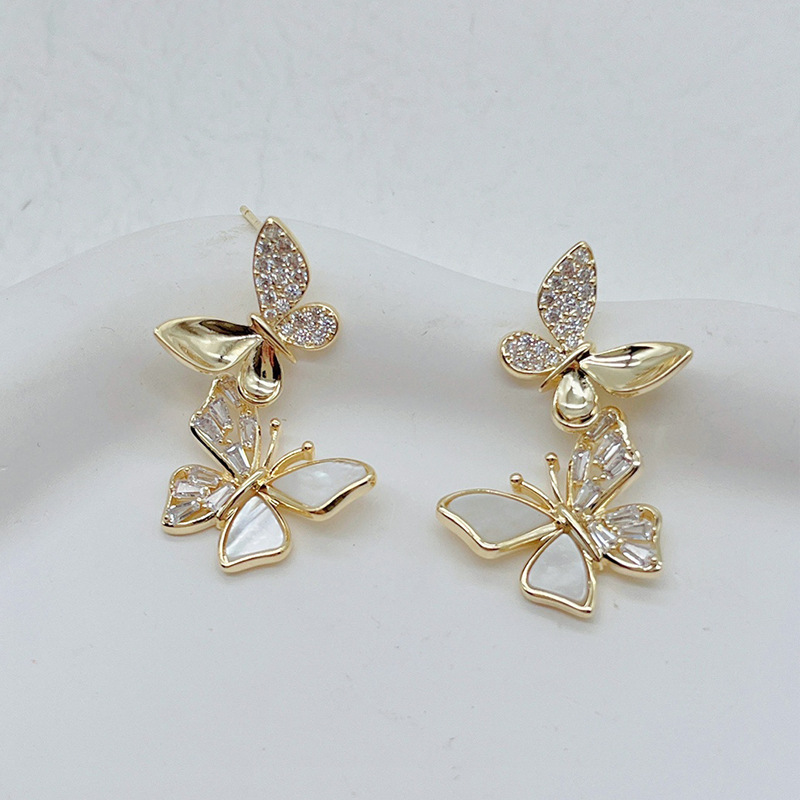 Obi new butterfly S925 Silver needle shell high-grade earrings wholesale fashion women's earrings independent packaging details Picture