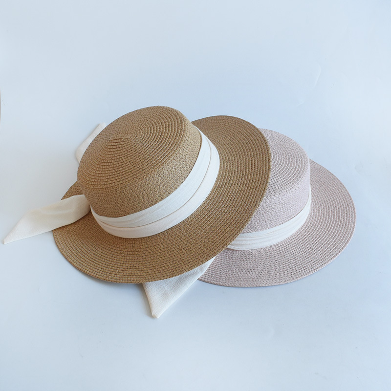 Vintage French Hepburn Black Net Red Straw Hat Sun Hat Sun Block Beach Hat Female Summer Big Rim Sun Hat details Picture