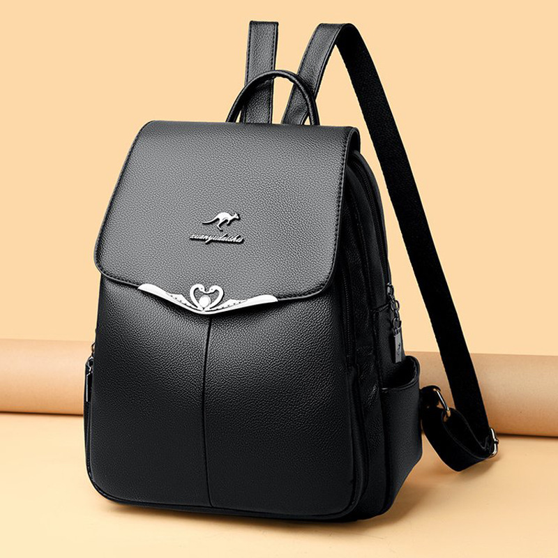Cross-border best-selling soft leather backpacks for women, new Korean style, simple and versatile, large-capacity backpacks, student schoolbags and travel bags
