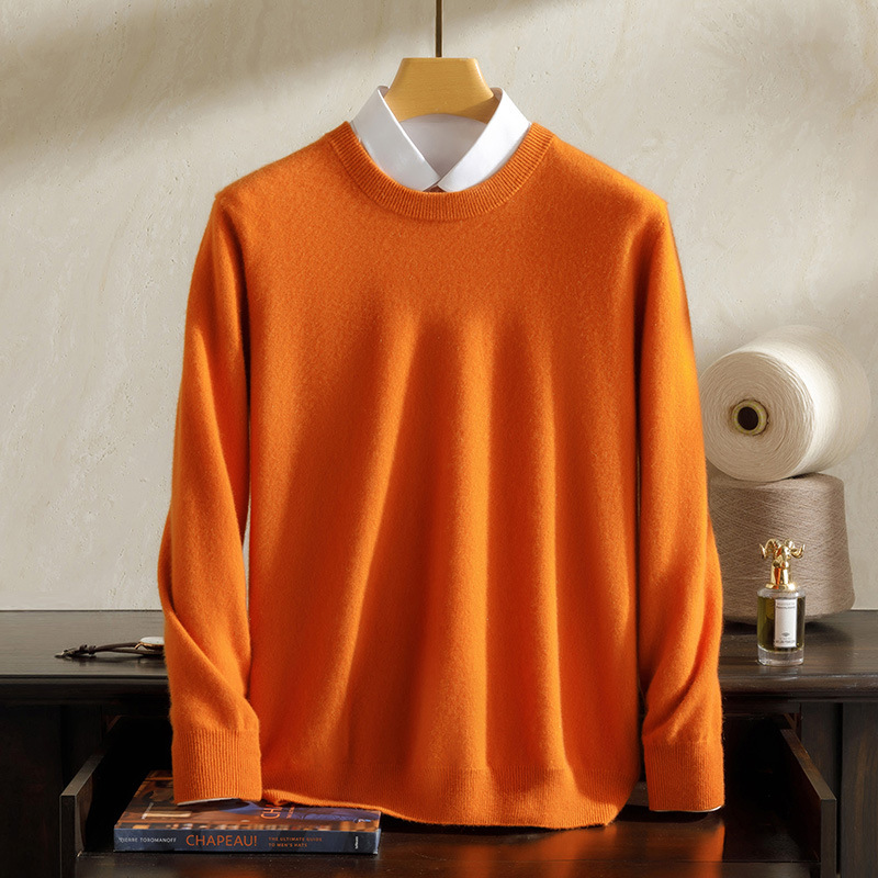 Cashmere sweater, men's round-neck base layer, high-end thin business casual outerwear for teenagers and students, pure cashmere sweater Specification image