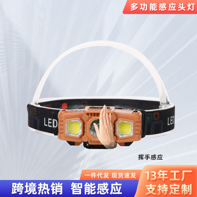 长续航锂电强光头灯超亮充电防水头戴式头灯钓鱼夜钓LED感应头灯详情图1