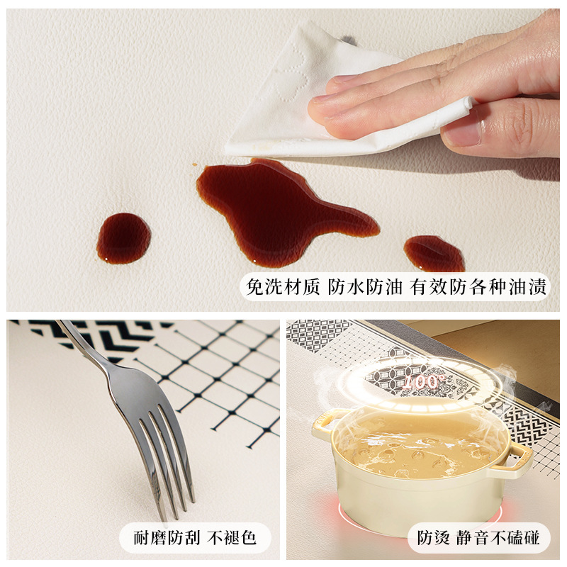 TV counter protection pad with a light luxury and high-end feel, sideboard table mat, coffee table tablecloth, waterproof, oil-proof, and no-wash leather details Picture