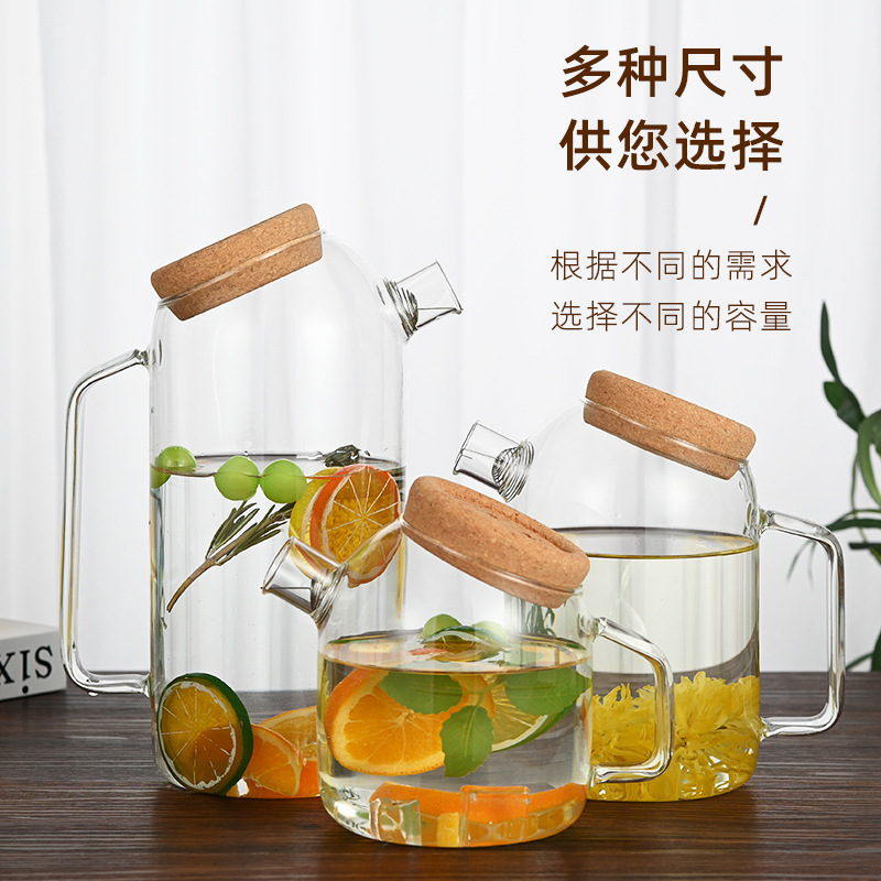 Nordic high-temperature resistant high borosilicate glass teapot for boiling water, cute for girls, household flower and fruit teapot, transparent and simple tea set
