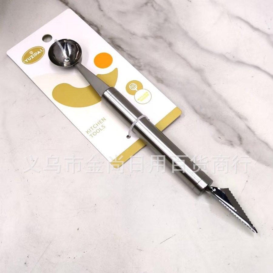 Wholesale of stainless steel double-head fruit carving knives, watermelon, pumpkin and Hami melon grain diggers and shaped ball diggers full figure