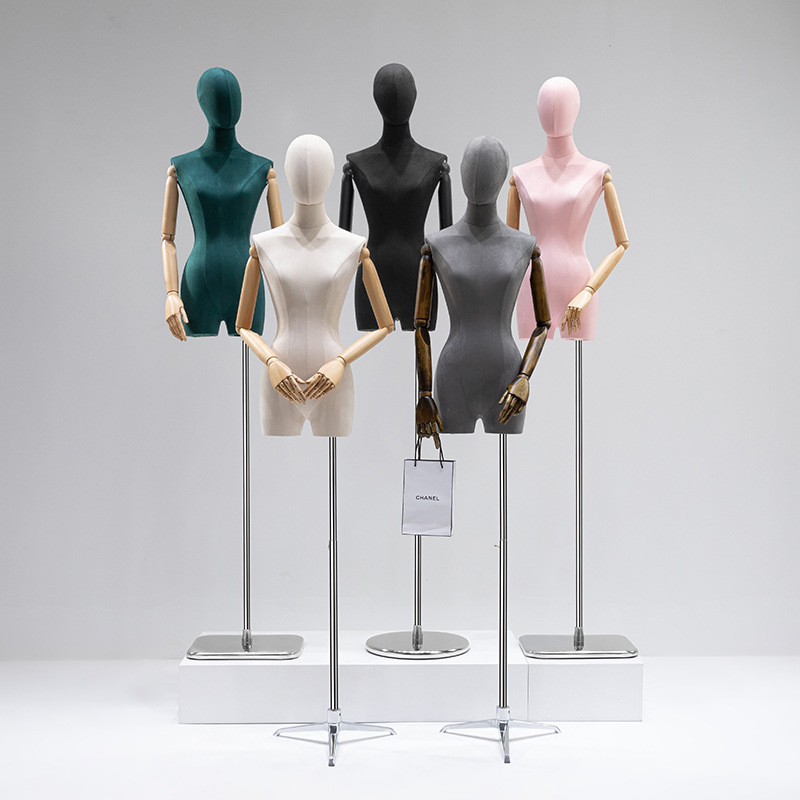 彩色麂皮绒模特道具女人台服装店模特展示架全身假人半身模特架图