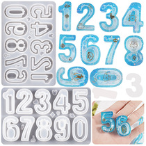 diy crystal resin drop glue Arabic numerals quicksand key chain pendant pendant silicone mold