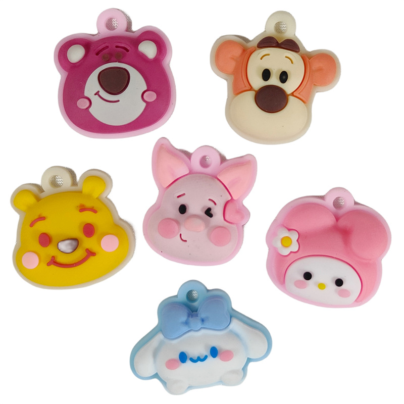 Pvc Cartoon Strawberry Bear Big Ear Dog Piglet Monkey Soft Plastic Pendant Accessories Diy Keychain Pendant Decoration Materials Item Picture