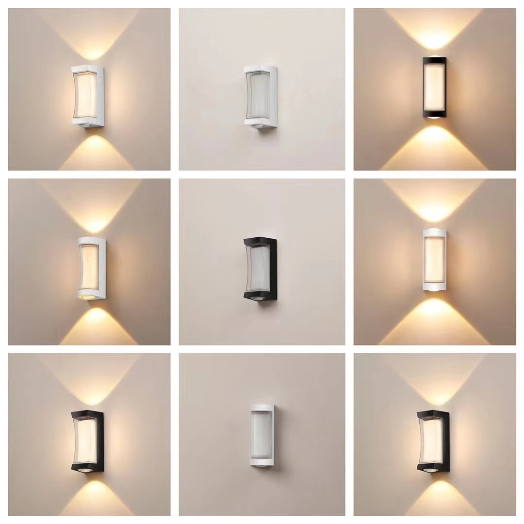 Cross-border Chinese-style double-layer aluminum wall lamp, outdoor waterproof, simple and modern, living room bedside, indoor upper and lower lighting wall lamp details Picture