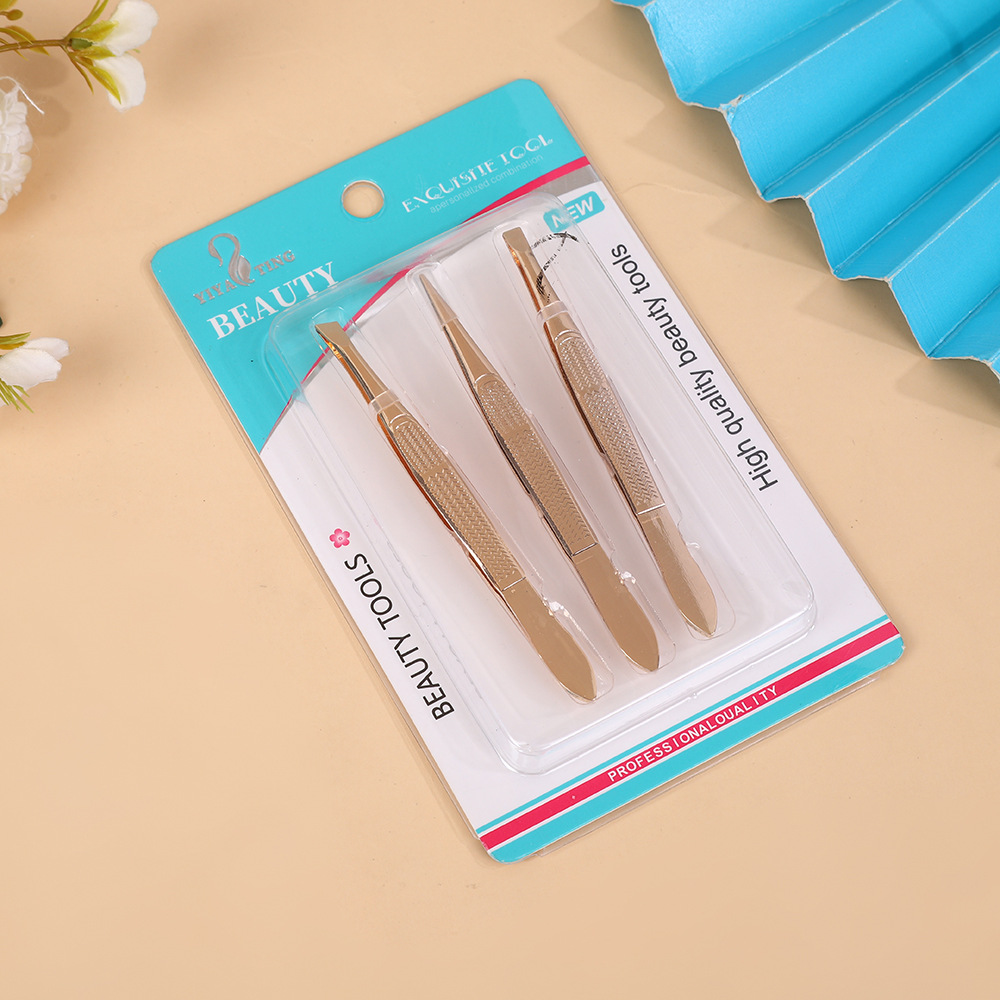 Eyebrow straightener, stainless steel flat and slanted hair plucking pliers, beard magic tool, false eyelash straightener, tweezers, beauty and makeup tools Specification image