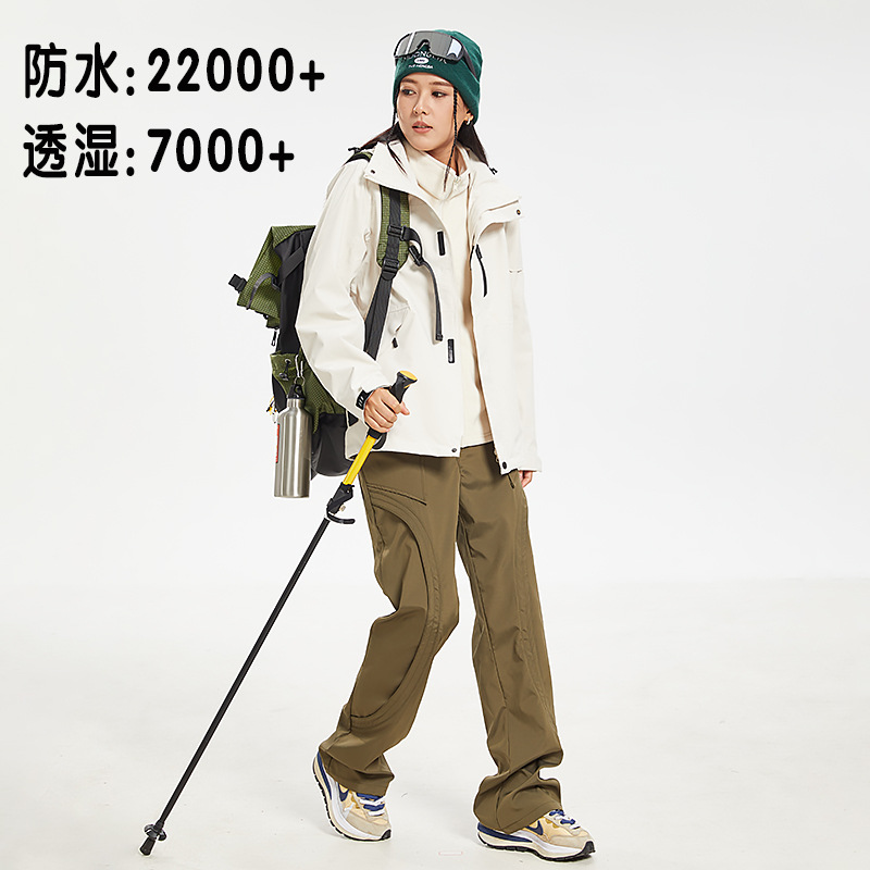 Customized women's three-in-one down jacket and men's outdoor camping windproof and waterproof work clothes of the same style as Bai Xhe Specification image
