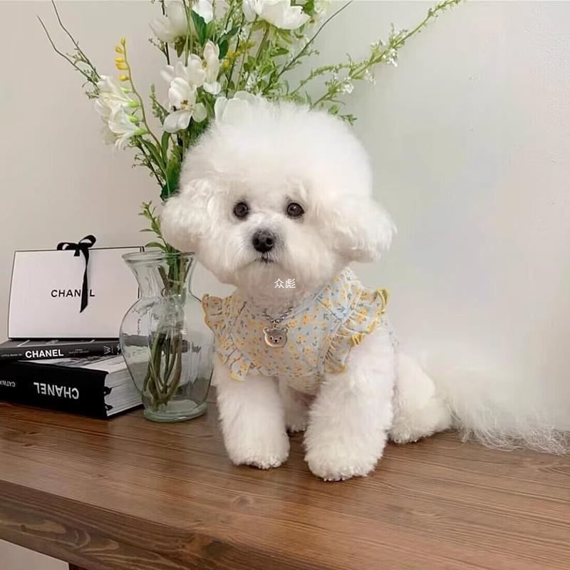 Pet floral flying sleeve vest, summer thin Teddy, Bichon, Pomeranian, small puppy, cat and dog clothes, summer details Picture