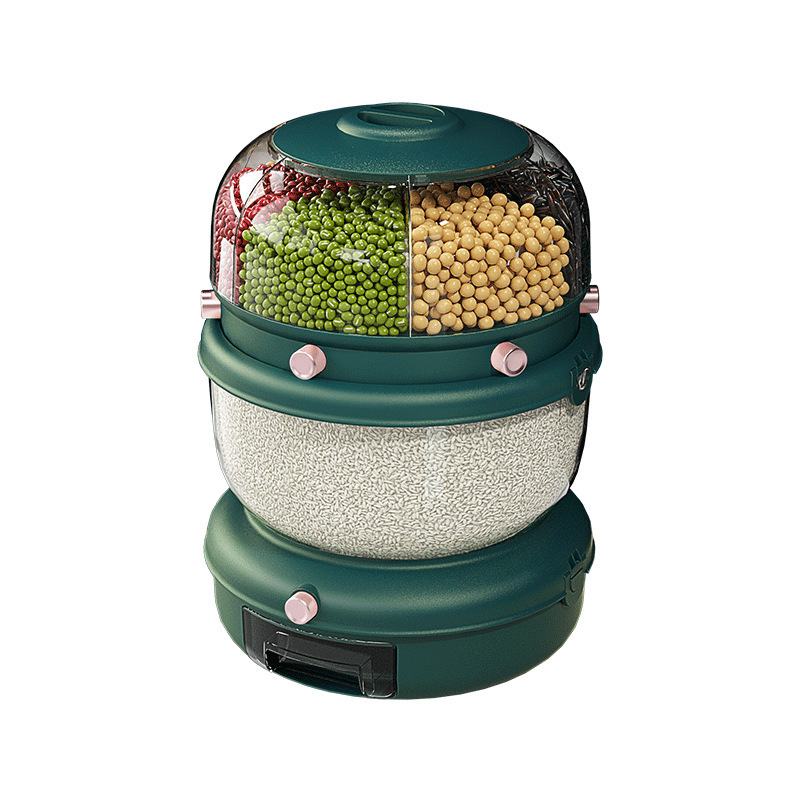 Double-layer rotating rice drum sealed against insects and moisture, multi-functional household rice storage box grain storage box details Picture