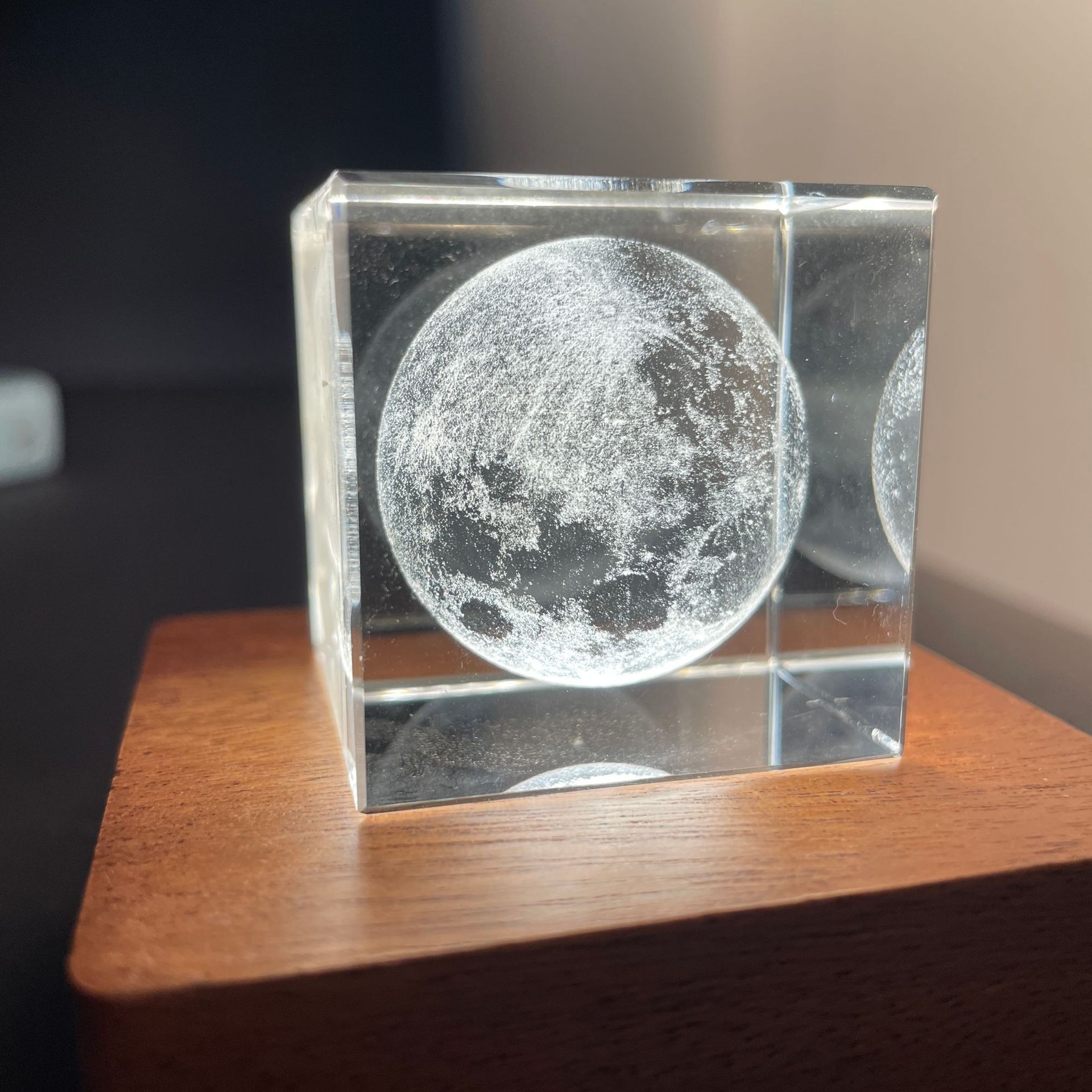 水晶方体3D内雕雨点月球太阳系云朵立方心形立方工艺品礼品摆件
