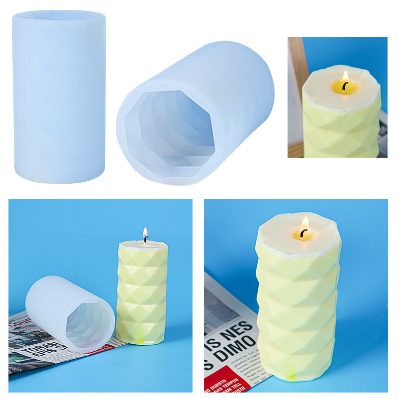 蜡烛模具菱形圆柱蜡烛模具镜面亚马逊树脂热推饰品杯垫