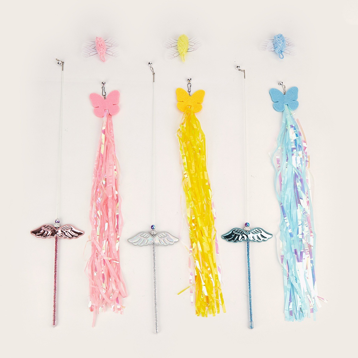 Spring Warmth Series Cat Toys, cat teasing stick set, Sequined rain thread replacement head, detachable. Cats can enjoy themselves and expend energy Item Picture