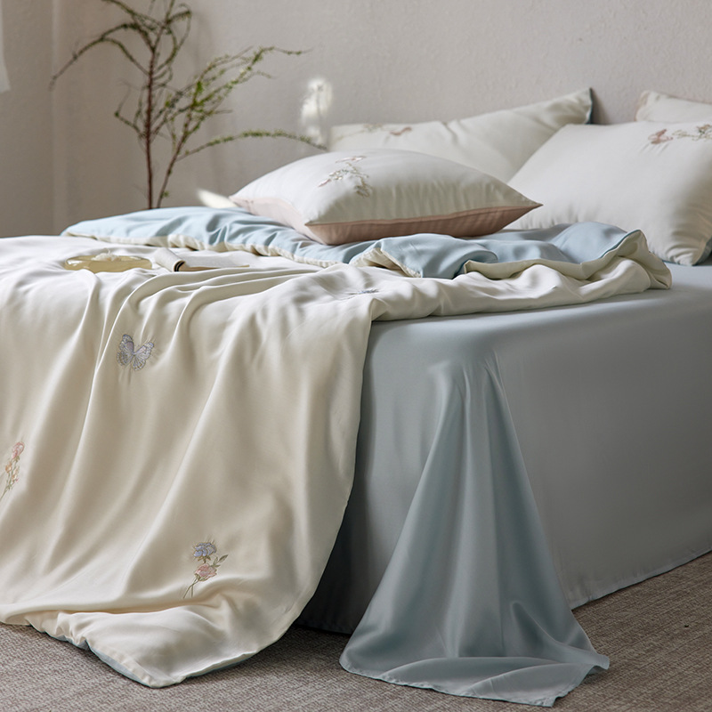 Spring and Summer 60-piece Tencel four-piece set: Natural coolness, simple and elegant style, naked sleep ice silk bedding, bed sheets and duvet covers Application Scenario