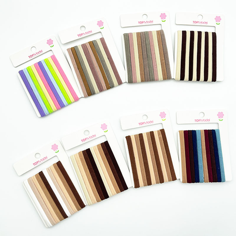 Children's high-elasticity, high-end feel, no pain, durable, 10 clips of hair bands, summer accessories, black wholesale