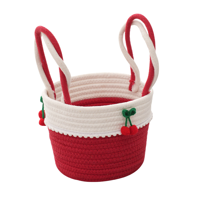 Creative Cherry Hand Storage Basket Desktop Cotton Rope Storage Basket Can Be Suspended Snacks Cosmetics Storage Spot Wholesale Item Picture
