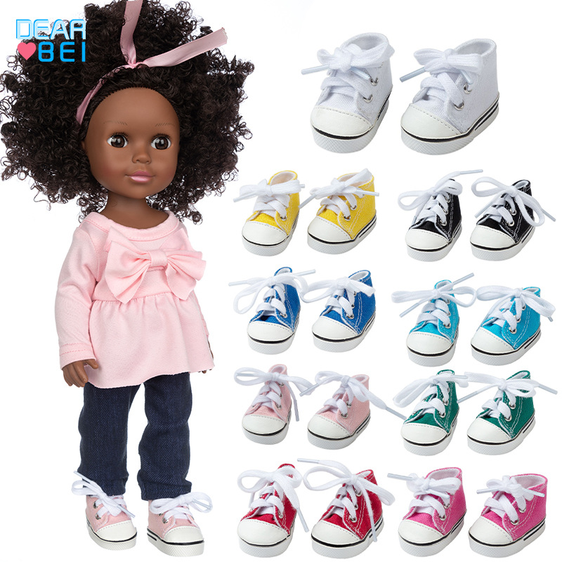 跨境热卖系带帆布鞋14寸美国女孩娃娃鞋子bjd3分6分网红手指舞鞋