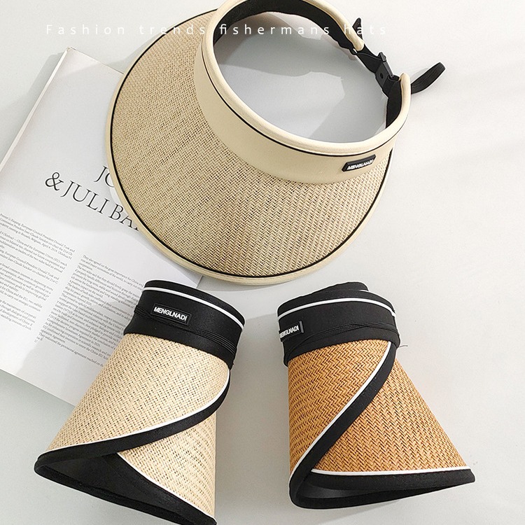 Spring 2024 sun protection hats, women's open-top hats, wide-brimmed sun hats, fashionable and versatile folding summer straw woven sun hats Specification image