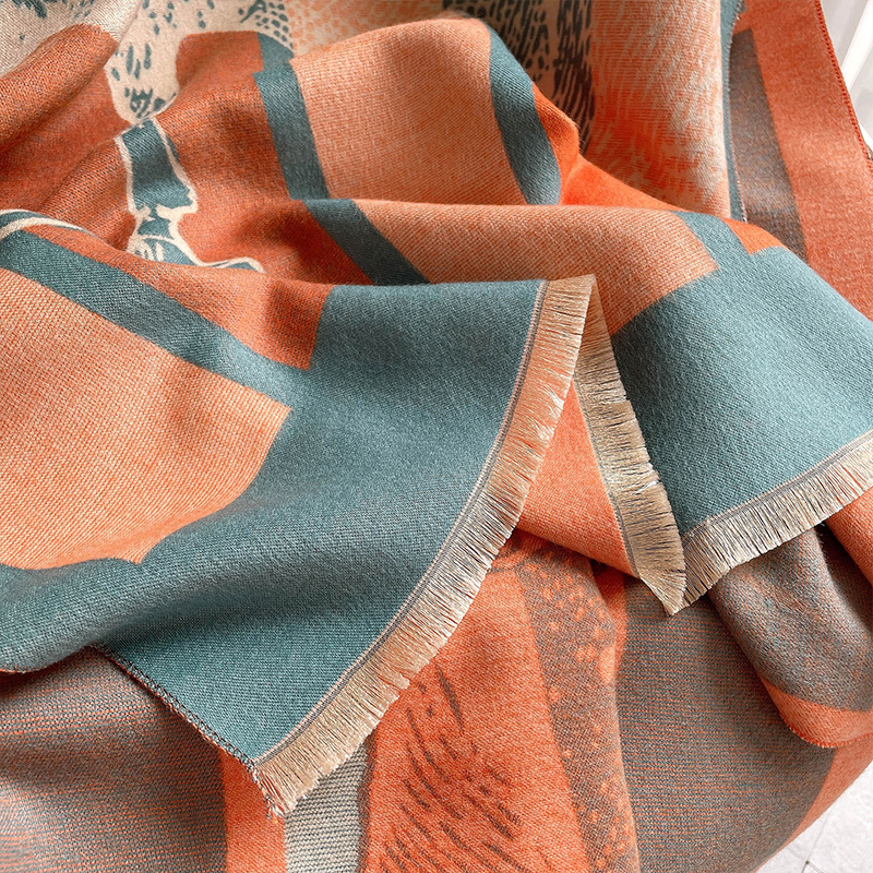 2022 New War Horse Jacquard Scarf Female Autumn Winter Europe And The United States Senior Sense Of All The Imitation Cashmere Warm Thickened Shawl Specification drawing