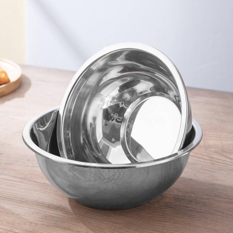 Extra-Thick Stainless Steel Condiment Tank Reverse Side Egg-Beating Basin Multi-Purpose Basin Thickening And Deepening Drain Basin Rice Sieve Disk Soup Basin details Picture