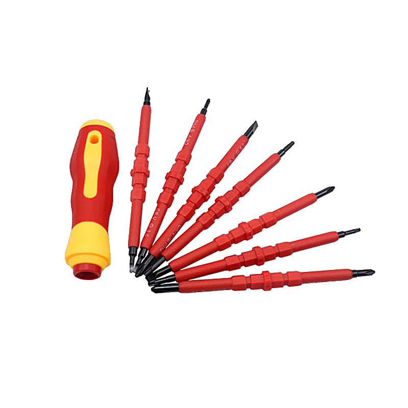 Electrician's Insulated Screwdriver Set Cross Straight Black Lot Head With Strong Magnetic Screwdriver Home Repair Kit Item Picture