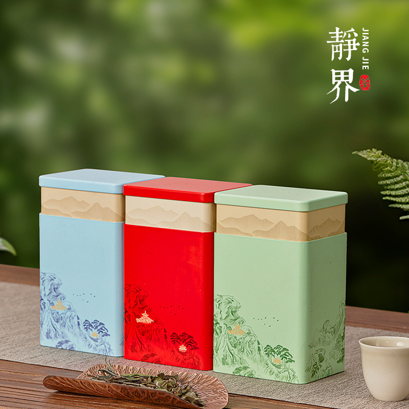 New tea canister, 2.5 jin for black tea and green tea, universal tea tin box, tinplate sealed metal can, empty can details Picture