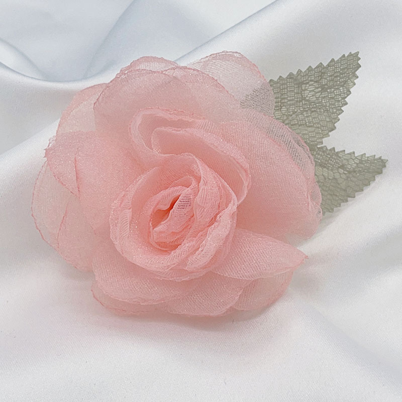 Korean version organza rose flower accessories, DIY fabric flower headwear, clothing corsage accessories, gauze flower accessories Application Scenario