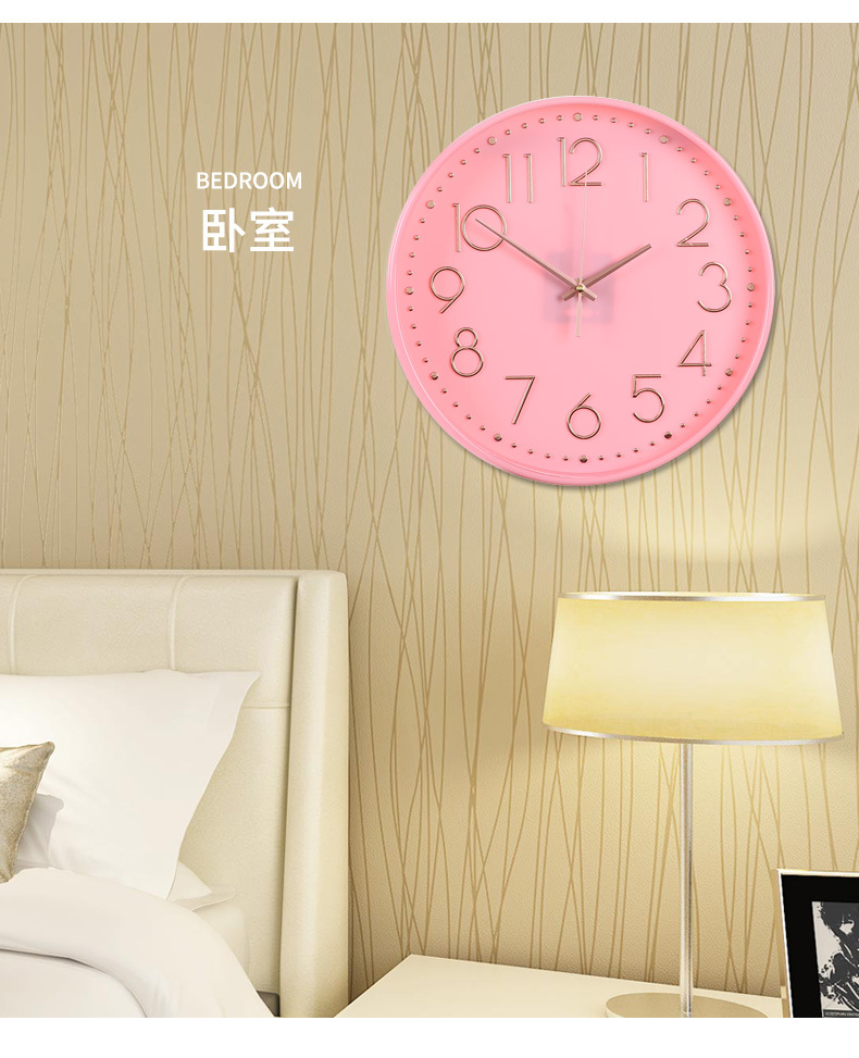 12寸圆形挂钟30CM钟表客厅静音挂钟简约时尚爆款时钟挂墙家用立体详情10