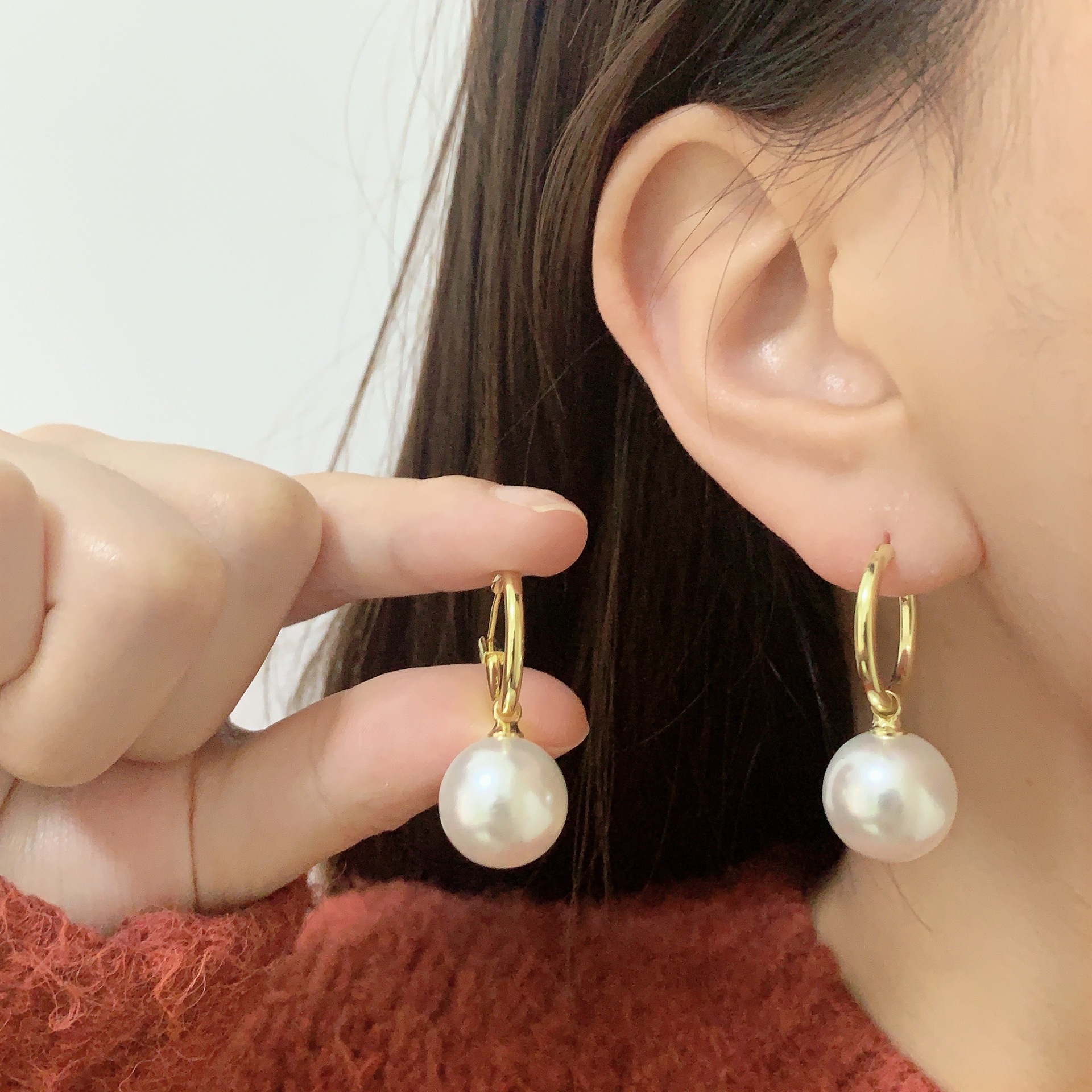 2024新款爆款珍珠耳饰女纯银小众设计感高级耳坠圆脸气质耳扣耳环