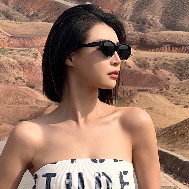 太阳镜女款专柜品质现货批发猫眼墨镜偏光g&m复古太阳眼镜9018