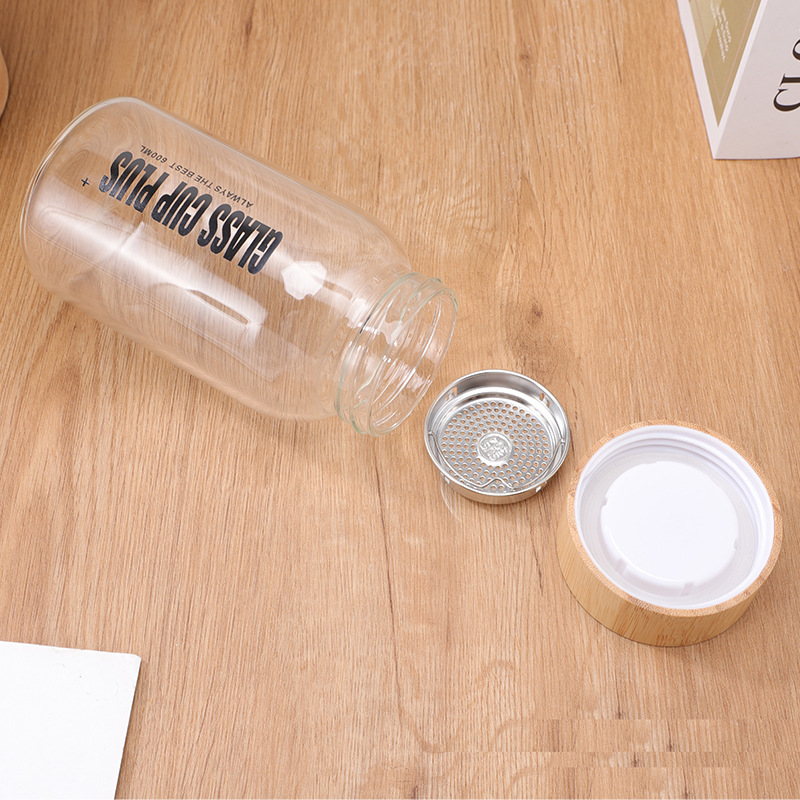 Foreign trade bamboo and wood lid high borosilicate glass cup, large-capacity outdoor convenient water cup, business gift cup, printed logo Application Scenario