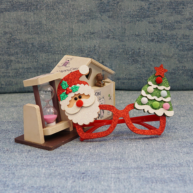 新款圣诞节装饰品成人儿童玩具圣诞老人雪人鹿角眼镜圣诞装饰眼镜详情图2