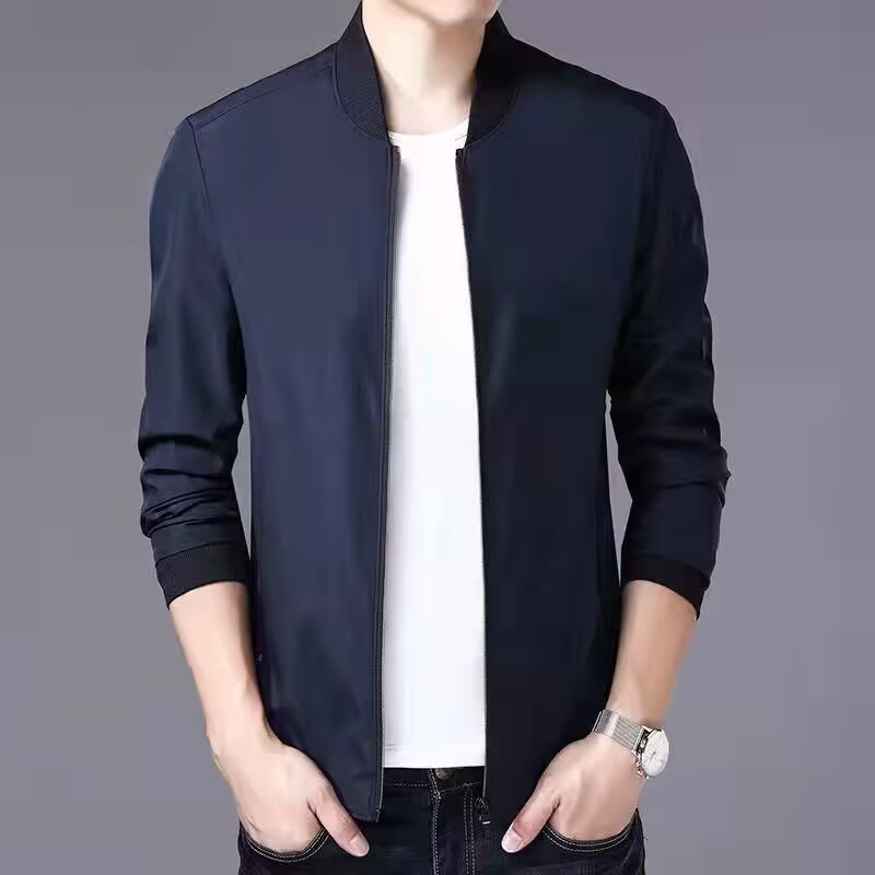 Men's jackets for middle-aged and elderly people, mid-thick jackets for spring and autumn, round-neck casual jackets for middle-aged men, long-sleeved jackets Application Scenario