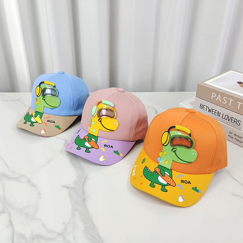 Children's Baseball Cap Boy's Cap Children's Visor Cartoon Earphones Dinosaur Print Color Matching Baseball Cap Spring Outing Children's Sun Protection Hat Children's Hat details Picture