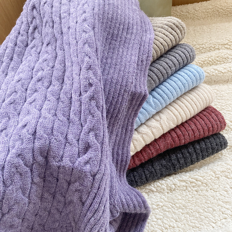 Wholesale Winter New Korean Couples All The Warm Shawl Thick Knit Twist Monochrome Imitation Cashmere Scarf
