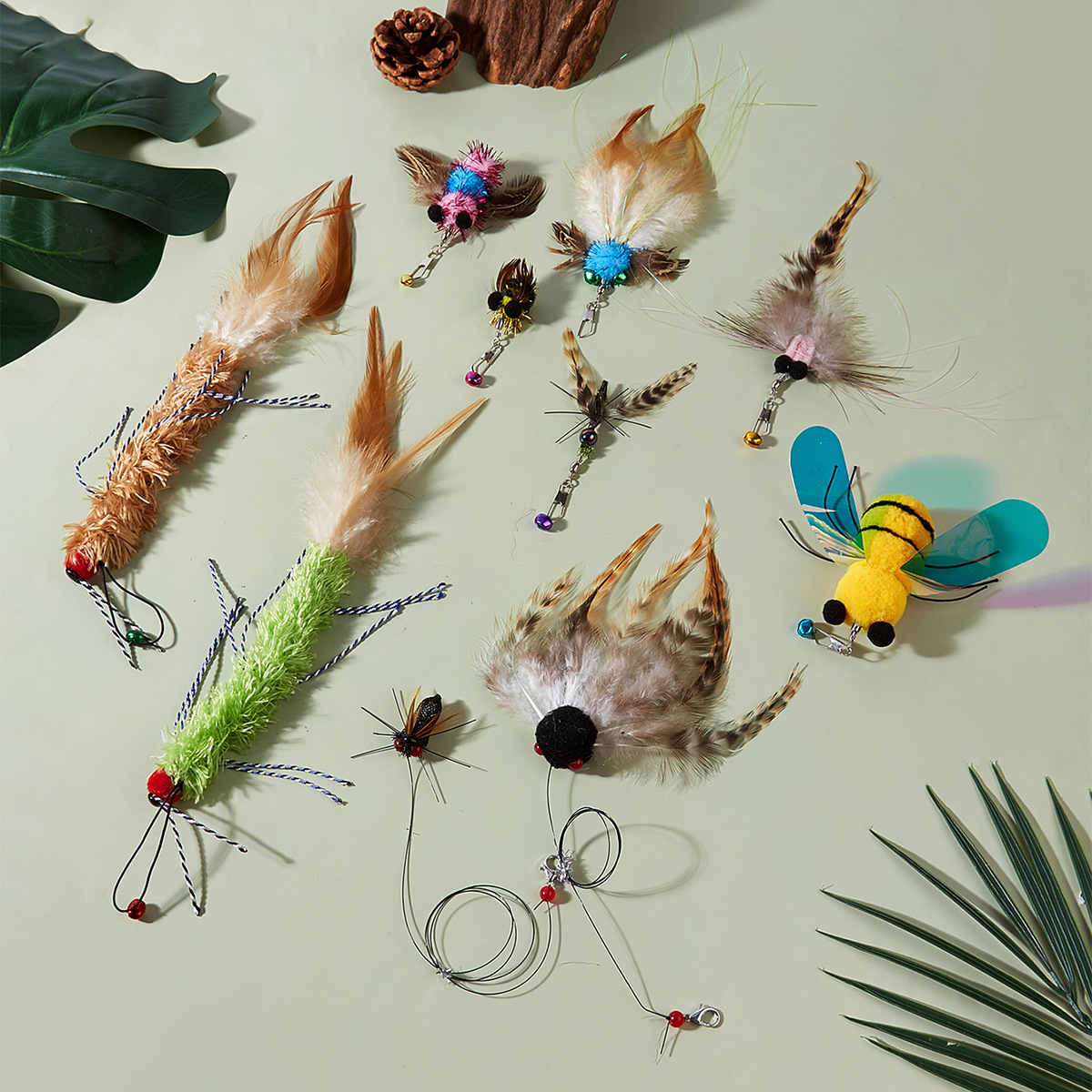 Cat toys, simulated insects, cat teaser, replacement head, essential boring toys for cats, cat teaser replacement head pet supplies