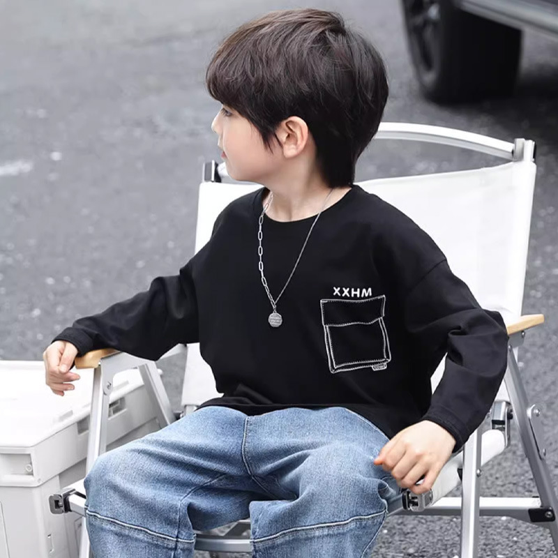 童装男童长袖t恤儿童2025新款纯棉内搭上衣宽松圆领打底衫衣服潮详情25