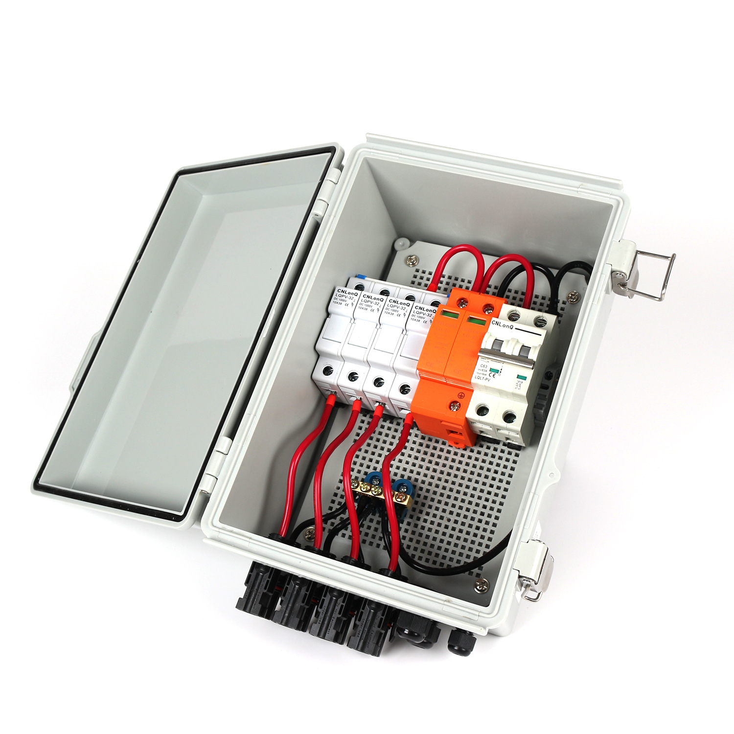 500V 40A 63A 4 Input 1 Output Pv Dc Bus Box Ip66 Solar Power Distribution Box Specification drawing