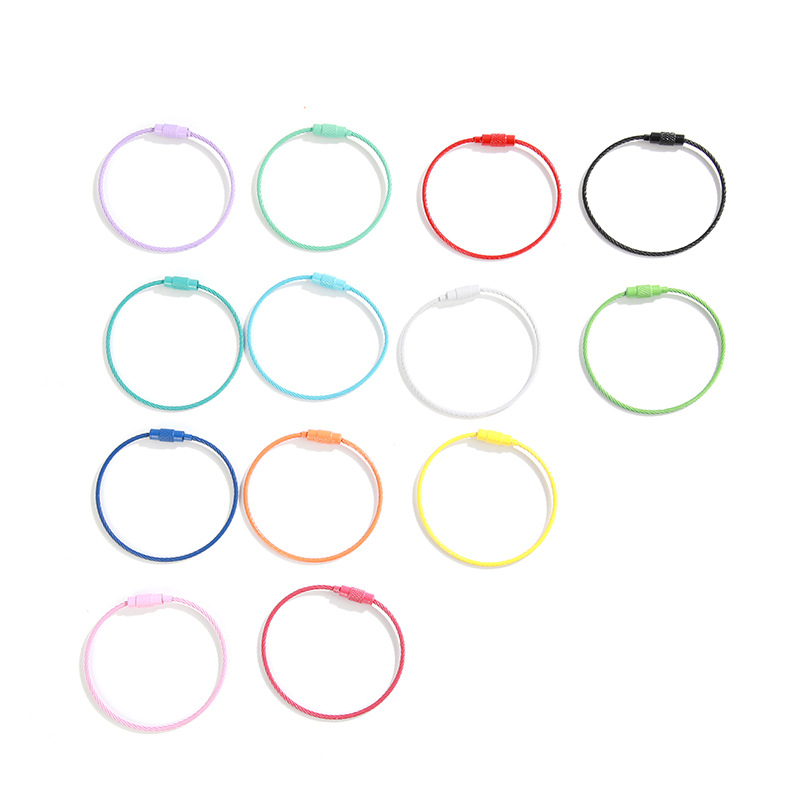 Candy Color Adjustable Wire Ring Accessories Diy Key Chain Pendant Baking Paint Wire Rope With Car Key Ring Item Picture