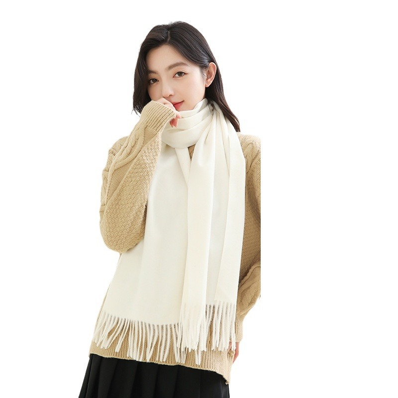Woolen Scarf Women's Winter High-Grade Cashmere Scarf With Pure White Bib Autumn And Winter Men's Scarf Wholesale Item Picture