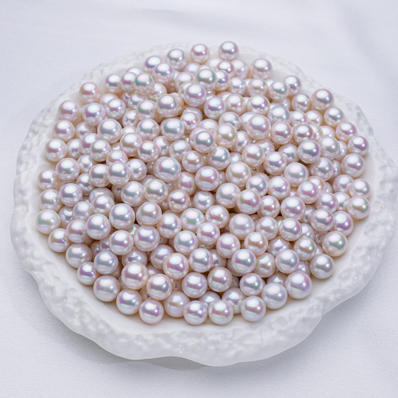 Wholesale of 9-14 Zhuji natural freshwater pearls, Edison white 4A and 5A grade, perfectly round with slight flaws, bare pearls details Picture