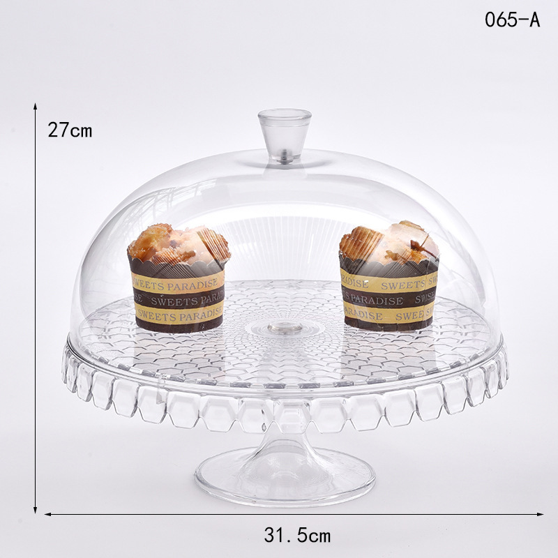 New High Bottom Bread Pan With Lid Transparent Plastic Round Food-Grade Dust Cover Bread Pan Display Cake Pan Specification drawing