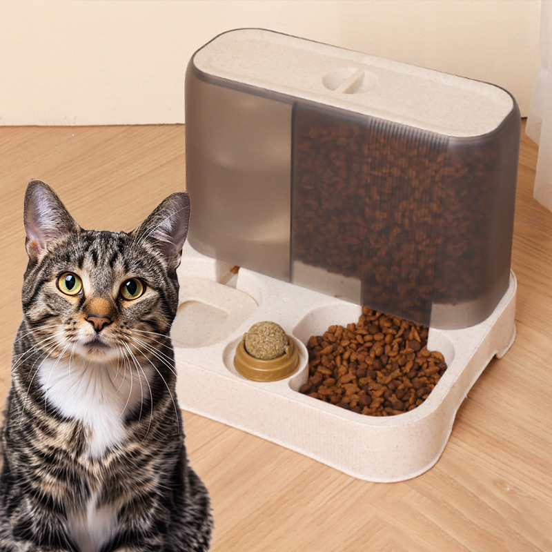 爱优汇猫咪喂食器自动饮水器狗狗猫碗干湿分离大容量猫食盆投喂器